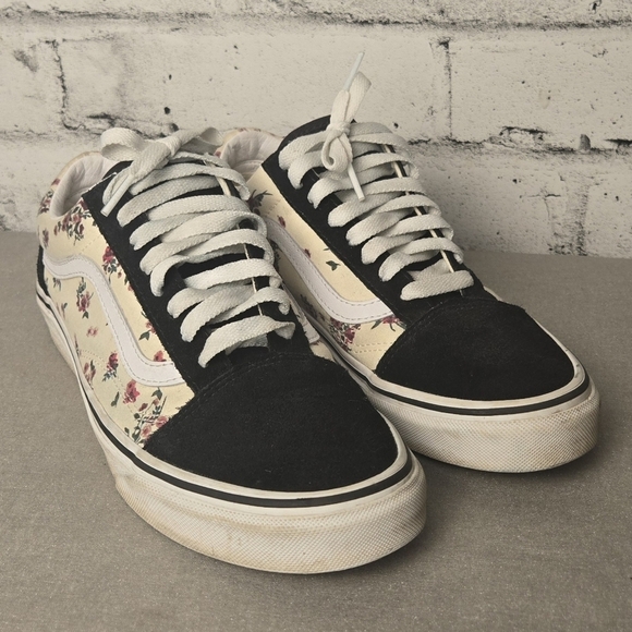 Vans Old Skool Ditsy Floral Sneakers Women’s 8 Black Cream Skate Shoes - Picture 2 of 11